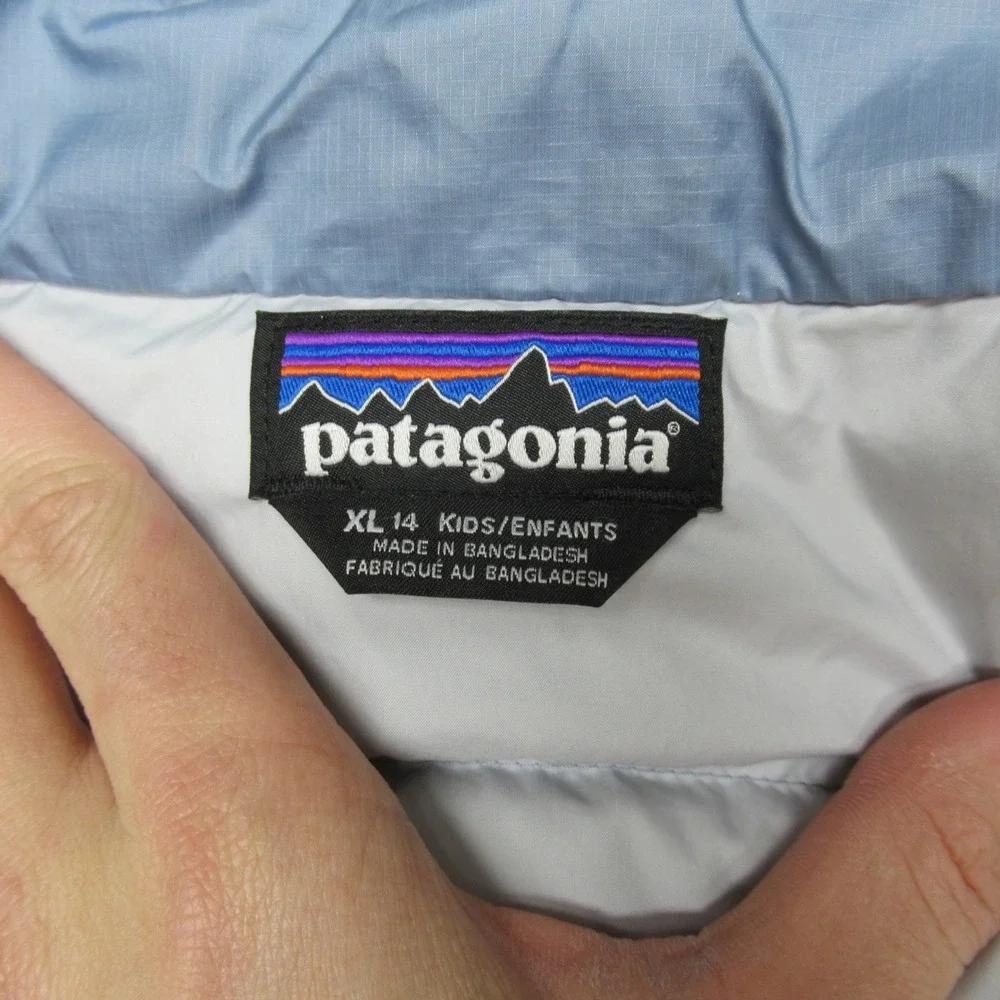 Patagonia Down Sweater Jacket Kids XL 14 Blue‎ Light Pack Insulated Quilted Puff
